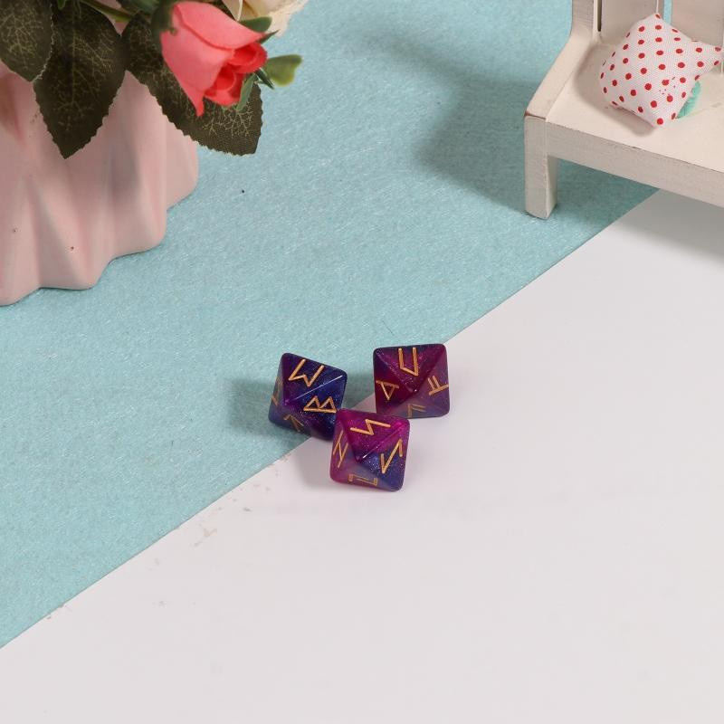 OOTDTY Runenwürfel 8-seitige Polyederwürfel Acryl 3-teiliges Set - Bild 2