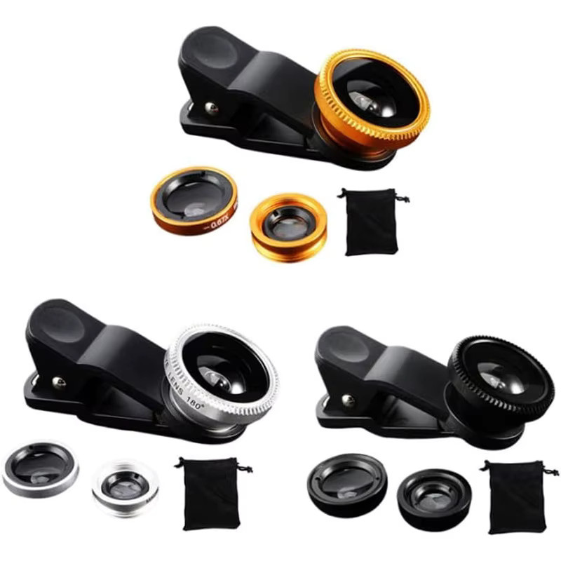 3in1 Fisheye Weitwinkel-Mikrokameraobjektiv mit Zoom und Telefonclip für iPhone und Xiaomi Redmi in Schwarz oder Blau - Bild 6