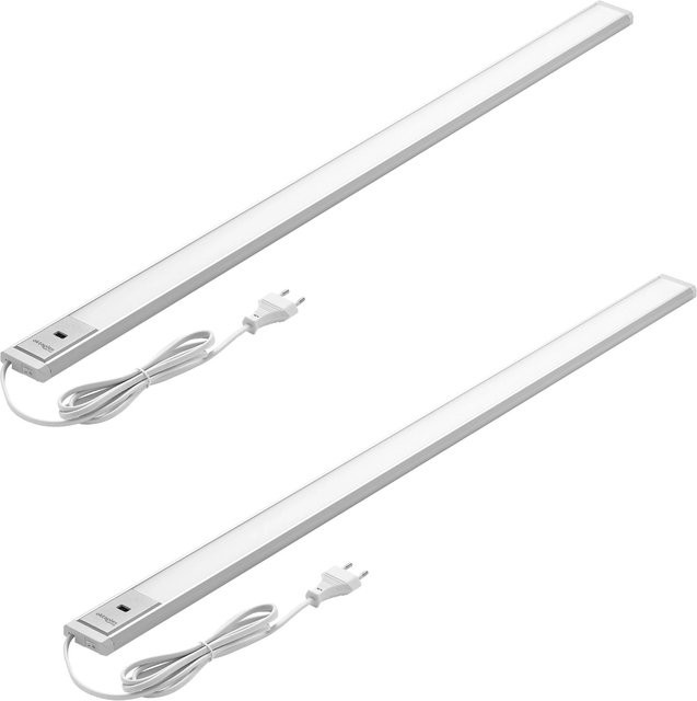 Oktaplex Riva 2er Set LED Unterbauleuchten aus Aluminium in Silber und Weiß, dimmbar mit Bewegungssensor, Warmweiß, 90 cm - Bild 1