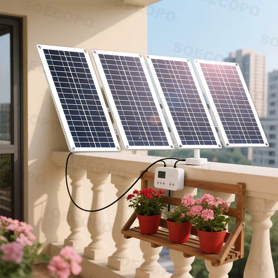SOECOPO 800W Solarpanel-Set mit 4 Photovoltaik-Zellen und 100A Controller, tragbares 12V Batterieladegerät für Auto, Wohnmobil und Boot, Schwarz - Bild 2