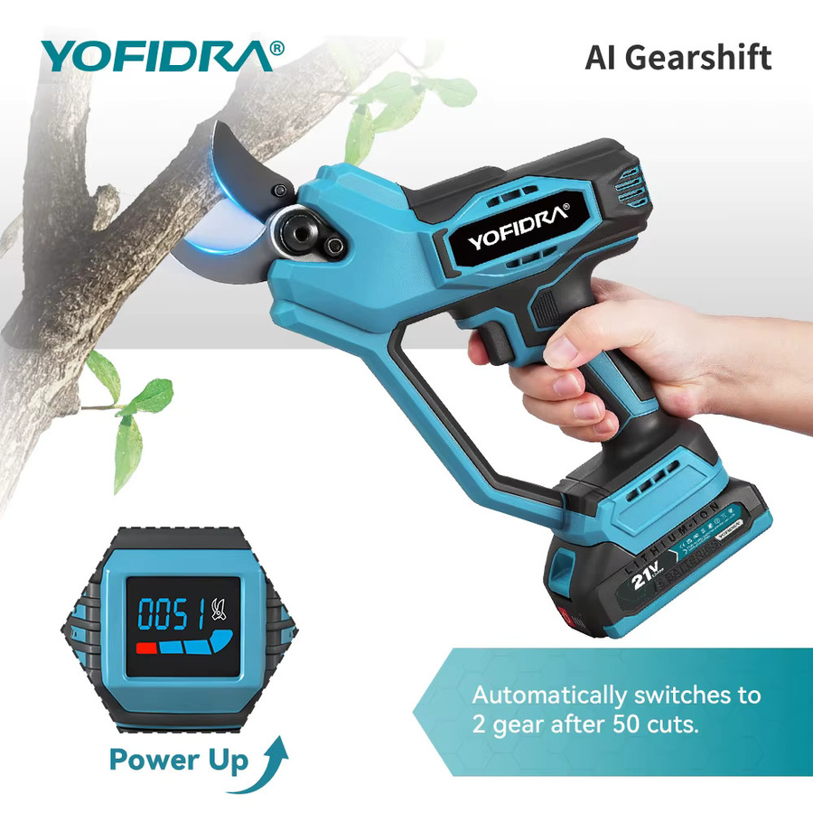Yofidra Bürstenlose Elektrische Schere mit automatischer Geschwindigkeitsregelung in Blau, Astschere Schneidwerkzeug-Set kompatibel mit Makita LXT Akku - Bild 5