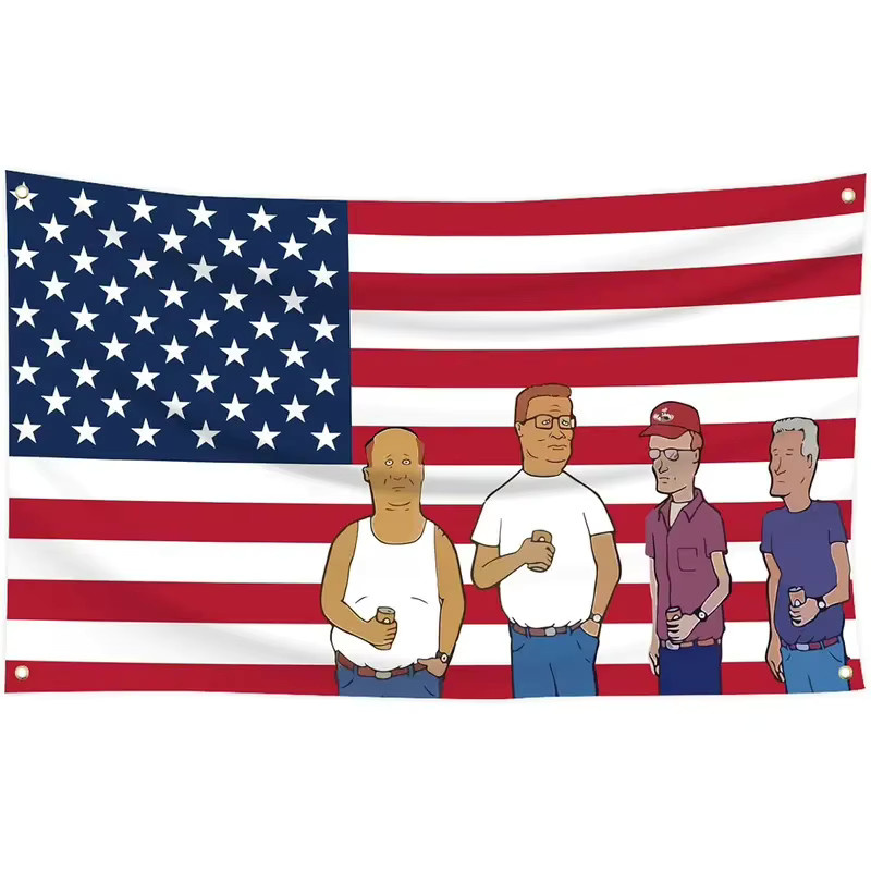 VIKAMA Wandteppich King of the Hill mit USA-Flagge, Cartoon-Motiv, Mehrfarbig, B: 60 cm, H: 40 cm - Bild 3