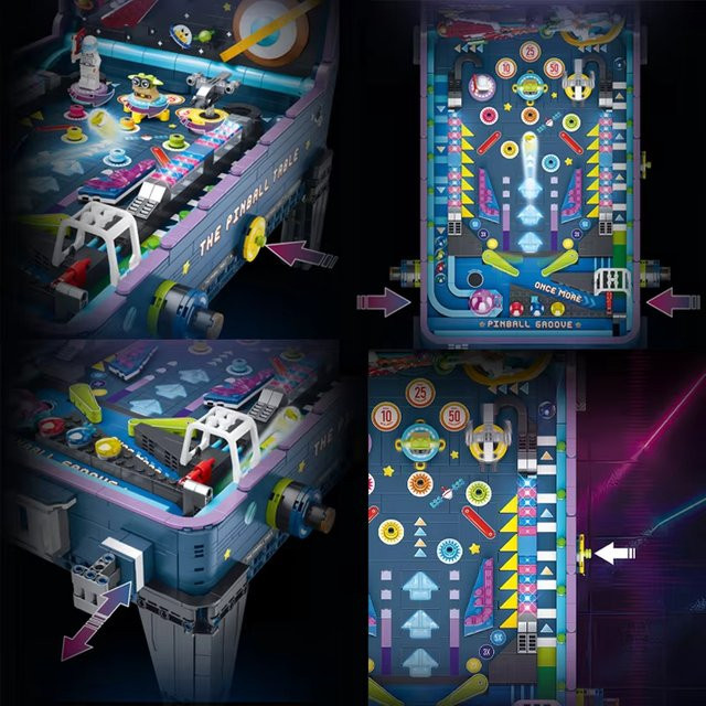 MOQIDODO 3D Retro Weltraum Flipper-Spieltisch, Baukasten, mit Lichtern und Musik, 2309 Teile - Bild 1