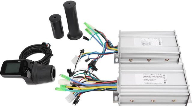 Aimo Elektroroller Dualantrieb Controller mit LCD-Anzeige und Halbgasgriff, 36V/48V 500W, Silber - Bild 1