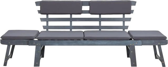 vidaXL Gartenbank 2-in-1 aus Akazienholz mit Auflagen, Grau - Bild 1