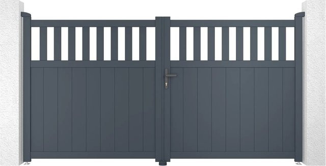 Casanoov Elektrisches Flügeltor Santis aus Aluminium mit Drehtorantrieb Ranger B150 in Anthrazit und Grau, B/T/H: 305 x 200 x 160 cm - Bild 1