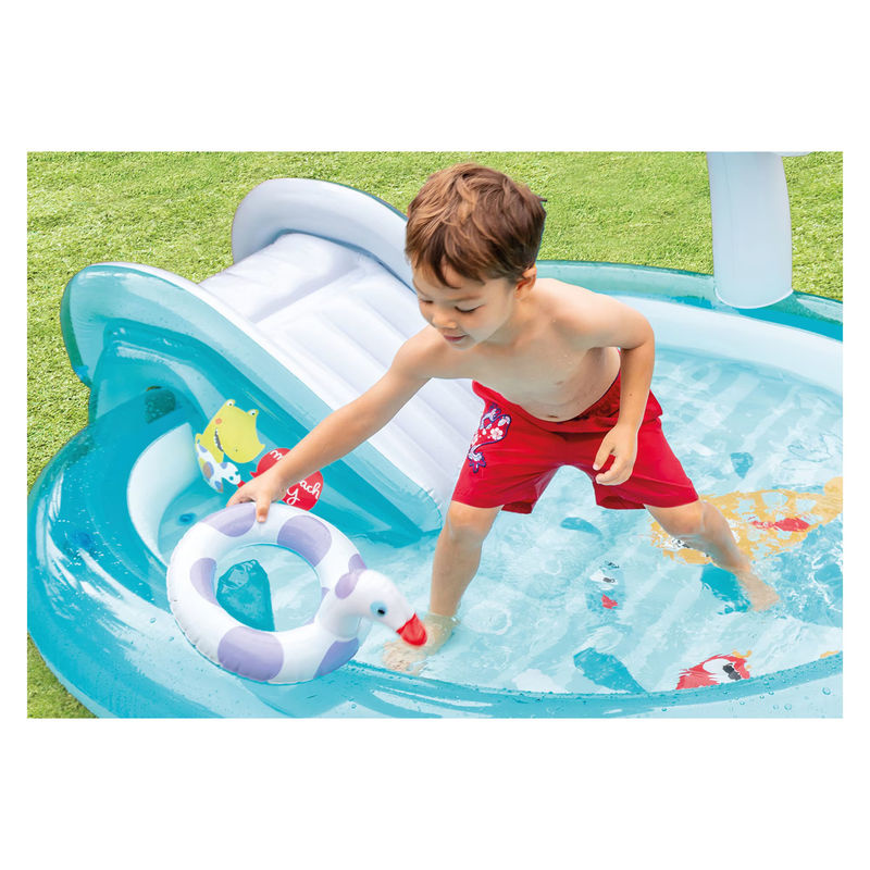 Intex Playcenter Gator Planschbecken für Kinder in Hellblau und Bunt, B/T/H: 201 x 107 x 84 cm - Bild 3
