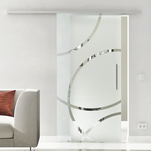 Levidor Glasschiebetür Komplettset Dresden aus Aluminium und Glas in Silber und Transparent, B/H: 77,5 x 217,5 cm - Bild 1