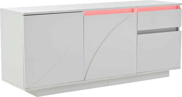 okwish Sideboard modern in Weiß mit LED-Beleuchtung und Schubladen für dein Wohnzimmer B/T/H: 140 x 40 x 60 cm - Bild 1