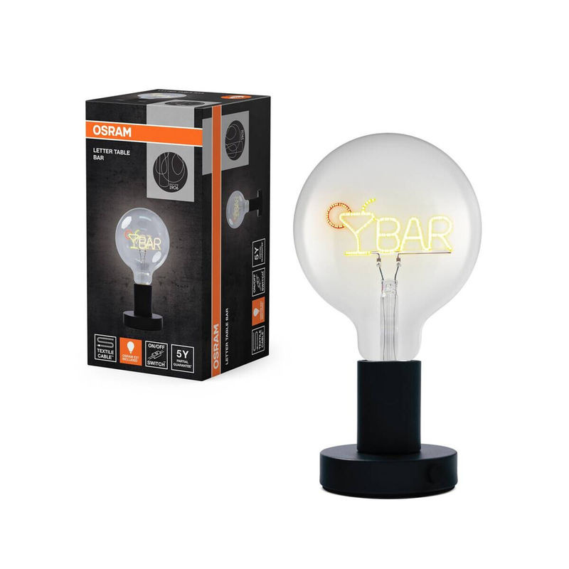 OSRAM LED-Tischleuchte Lettertable in Schwarz aus Metall mit Glas, E27, B/T/H: 12,5 x 12,5 x 23 cm - Bild 3