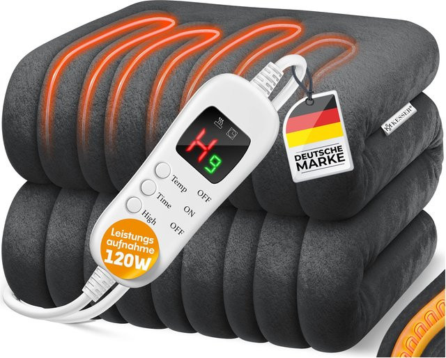 KESSER Heizdecke aus Plüsch mit 9 Temperaturstufen, Timer und Abschaltautomatik, TÜV SÜD GS geprüft, waschbar bis 40°C - Bild 1