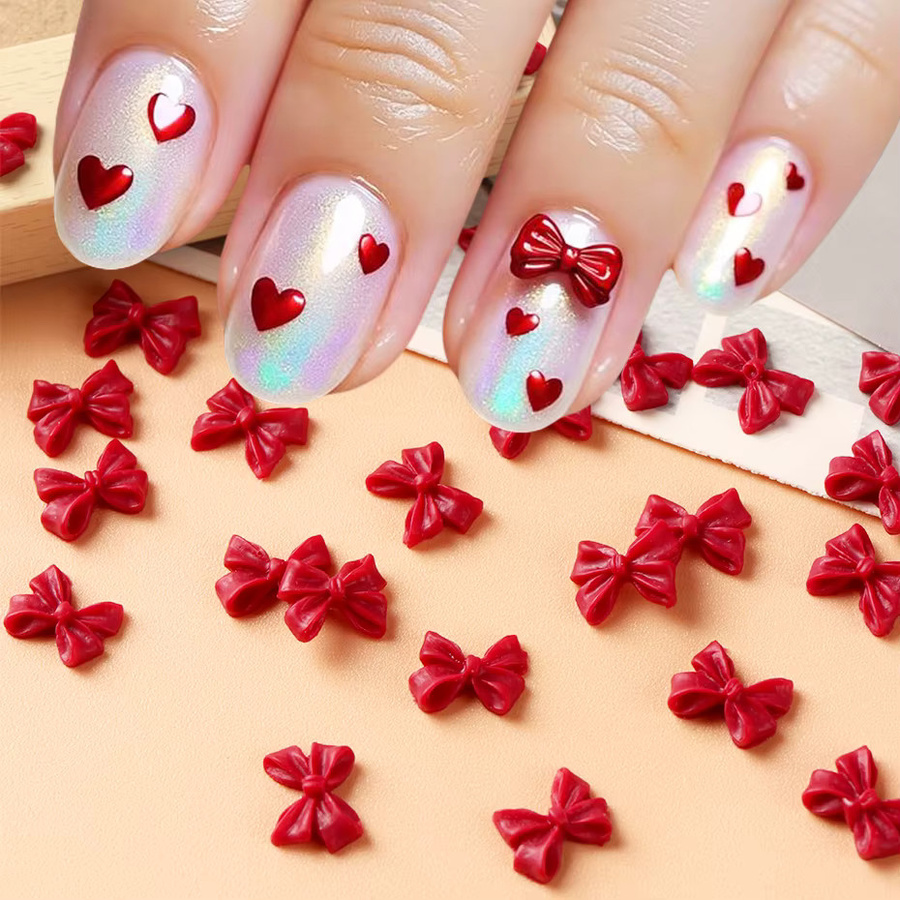 Full Beauty Nagelcharms Rote Schleifen, Glänzend - Bild 3