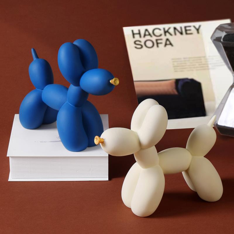 Modernes minimalistisches Ballon-Hund Ornament in Mehrfarbig für Wohnzimmer und Desktop, B/H/T: 19,0 x 19,0 x 23,0 cm - Bild 3