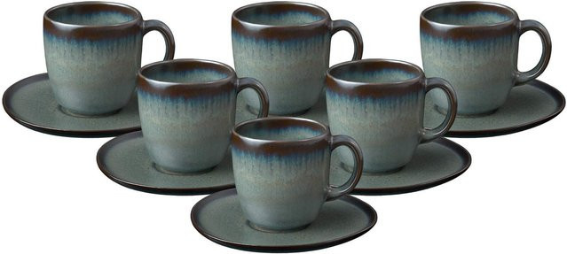 Villeroy & Boch like. Kaffeetassen mit Untertassen Lave Gris 6er Set 190 ml - Bild 1