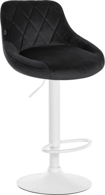 DELUKE Barhocker FALON Barstuhl aus Samt in Schwarz und Weiß, drehbar mit Lehne, B/T/H: 46 x 49 x 83 cm - Bild 1