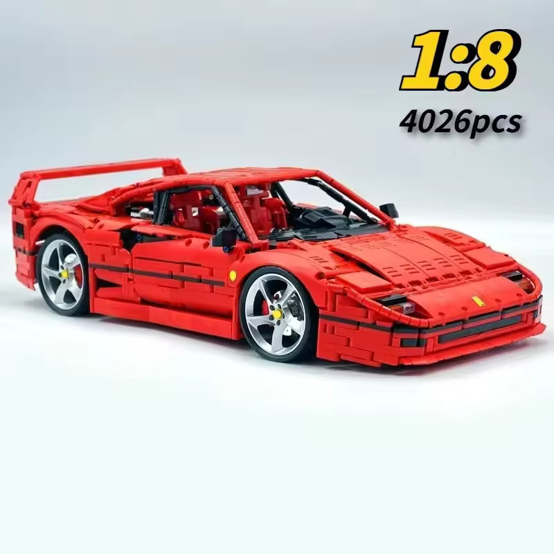 Technischer X001 Roter Supersportwagen F40 Sportfahrzeug-Modell, Bausteine, 4026 Teile - Bild 4