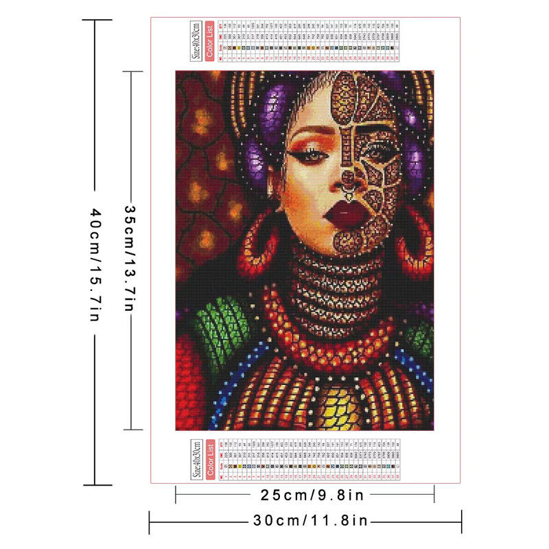 Azqsd Diamond Painting Set Afrikanisches Frauenporträt im Bohemian Stil, Mehrfarbig, Wandmontiert - Bild 1