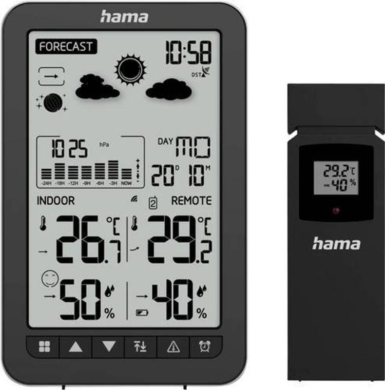 Hama Funk-Wetterstation Ko Samui mit Außensensor und Wecker in Schwarz - Bild 2