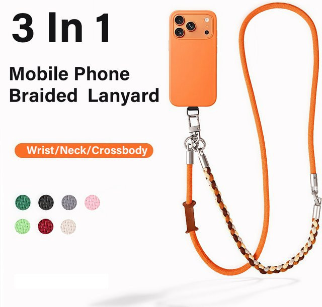 WSSHE Handy-Halskette in Schwarz als verstellbares Lanyard mit abnehmbarer Handschlaufe für iPhone, Samsung und Xiaomi - Bild 1