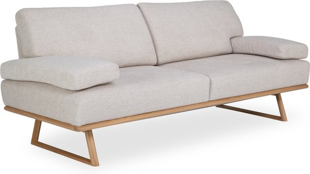 Sofa Rolf Weber SAYDA 2,5 Sitzer in Weiß mit Stoffbezug und Eiche massiv natur B/T/H: 210 x 91 x 76 cm - Bild 1