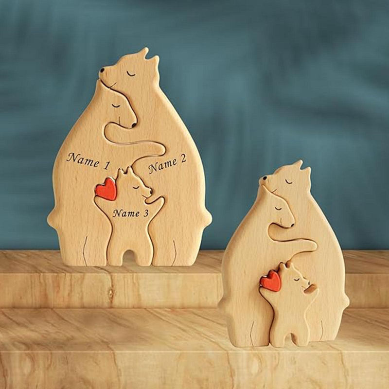 Love Home Garden Holzskulptur Bärenfamilie als DIY Holzkunst-Puzzle in Braun - Bild 5