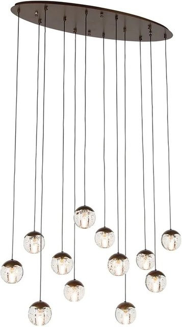 QAZQA Design Pendelleuchte Inge in Dunkelbronze mit 12 transparenten Glaskugeln - Bild 1