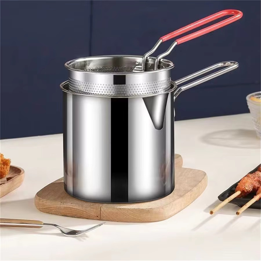 BAIJL Edelstahl Topf mit Sieb und Ölkorb in Silber, Ölsparende kleine Fritteuse aus Edelstahl 304 - Bild 5