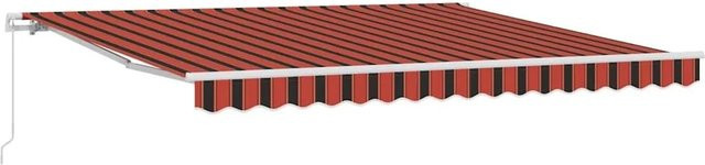 vidaXL Einziehbare Markise mit Faltarmen aus Aluminium und Polyester in Orange und Braun B: 400 cm, T: 300 cm - Bild 1