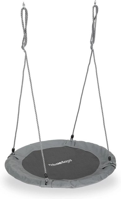 Relaxdays Nestschaukel aus Stahl in Grau, höhenverstellbar und gepolstert, Durchmesser: 110 cm - Bild 1