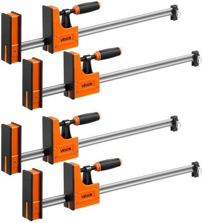 VEVOR Schraubzwingen 4er-Pack in Orange, F-Zwingen mit 60,96 cm Öffnung und 680 kg Klemmkraft, 2-fach Klemm- und Spreizfunktion, Kohlenstoffstahl-Stange und weiche Gummifüße für Holz- und Metallbearbeitung - Bild 1