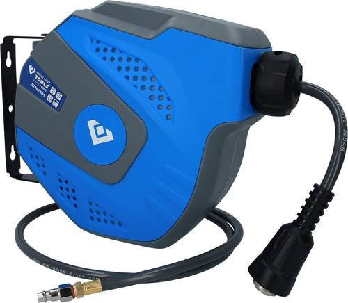 Brilliant Tools Automatischer Druckluftschlauch-Aufroller Wandmontage Blau - Bild 1
