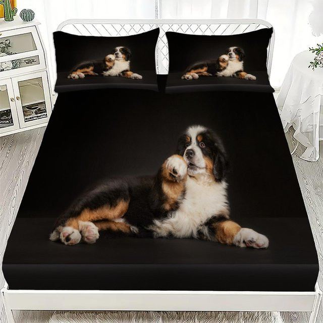 Bettwäsche-Set mit 3D Hund und Katze Motiv von Your Warm Home, Schwarz, Material: Mikrofaser, B/T/H: 90 x 200 x 25 cm - Bild 1