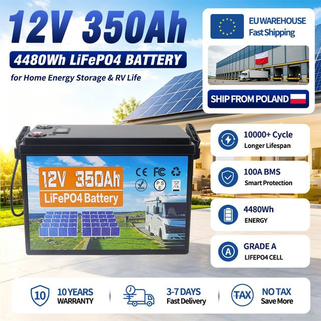Likctt LiFePO4 Batterie 12V 350Ah Lithium-Eisenphosphat-Akku mit 4S 100A BMS für Wohnmobile und Heimenergiespeicher - Bild 1