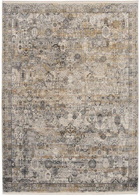 Teppich Triumph in Grau und Gold, orientalisch, rechteckig, Mischgewebe aus Viskose und Polyacryl, Breite: 150 cm, Tiefe: 80 cm - Bild 1