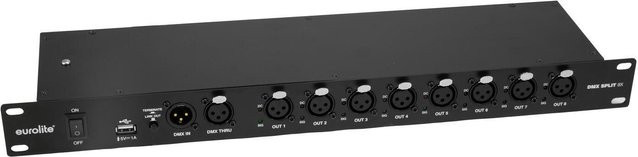 EUROLITE DMX Split 8X Splitter 3-pol galvanisch isoliert, Schwarz, 19 Zoll Rack 1U - Bild 1