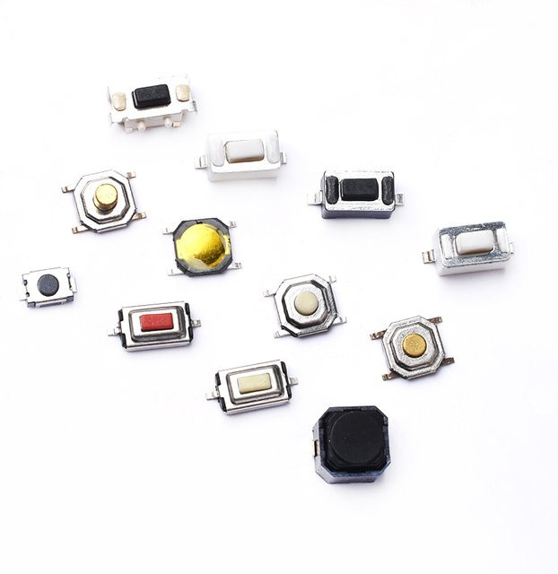 20 Stück SMD Taktiler Schalter Mikro-Drucktaster in Rot und Multicolour, Elektronische Komponenten-Schalter mit 2-Pin oder 4-Pin, Maße: 3x4 mm, 3x6 mm oder 4x4 mm - Bild 1