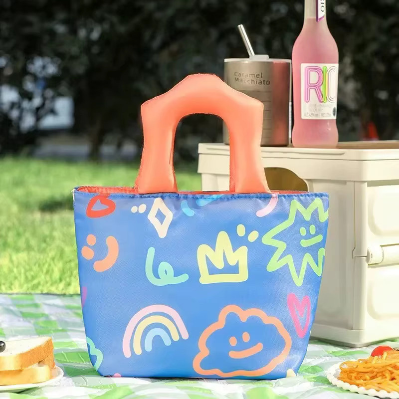 Isolierte Lunchbox-Tasche in Wolkenform, orangefarbene Essenstasche aus Aluminiumfolie für Pendler und Studenten - Bild 4