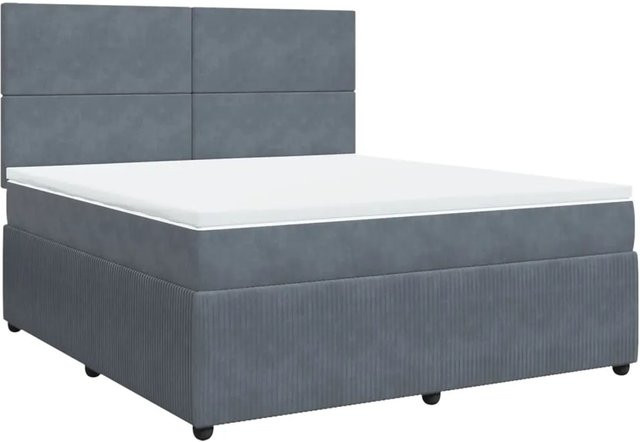 vidaXL Boxspringbett mit Matratze in Grau aus Samt, B/T: 180 x 200 cm - Bild 1