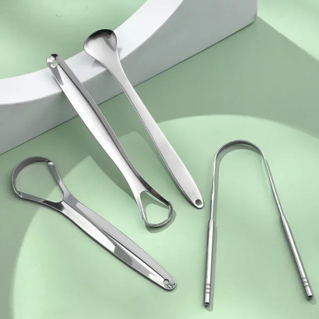 YJYIBEI Zungenschaber-Set aus Edelstahl, 4-teilig, Unisex - Bild 1