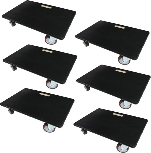PROREGAL 6er Set Transportroller mit Gummibelag in Schwarz, H x B x T: 15 x 40 x 60 cm, Traglast 500 kg - Bild 1
