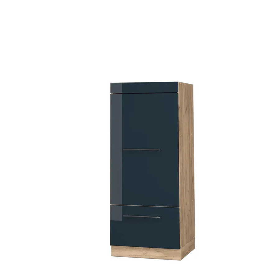 Vicco Mikrowellenschrank Fame-Line in Eiche und Dunkelblau Hochglanz mit Schublade und Soft-Close-Türen, Breite: 60 cm - Bild 2