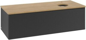 V&B Waschtischunterschrank Antao mit Frontstruktur und Beleuchtung, Eiche honigbraun lackiert, B/T/H: 120 x 50 x 50 cm - Bild 1