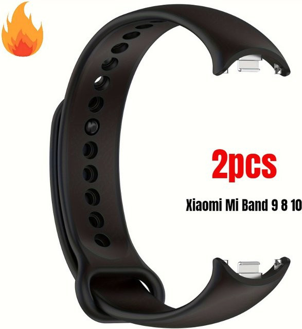 Uhrenarmband Silikon, Schwarz, Xiaomi Mi Band 10 9 8, Unisex - Bild 1