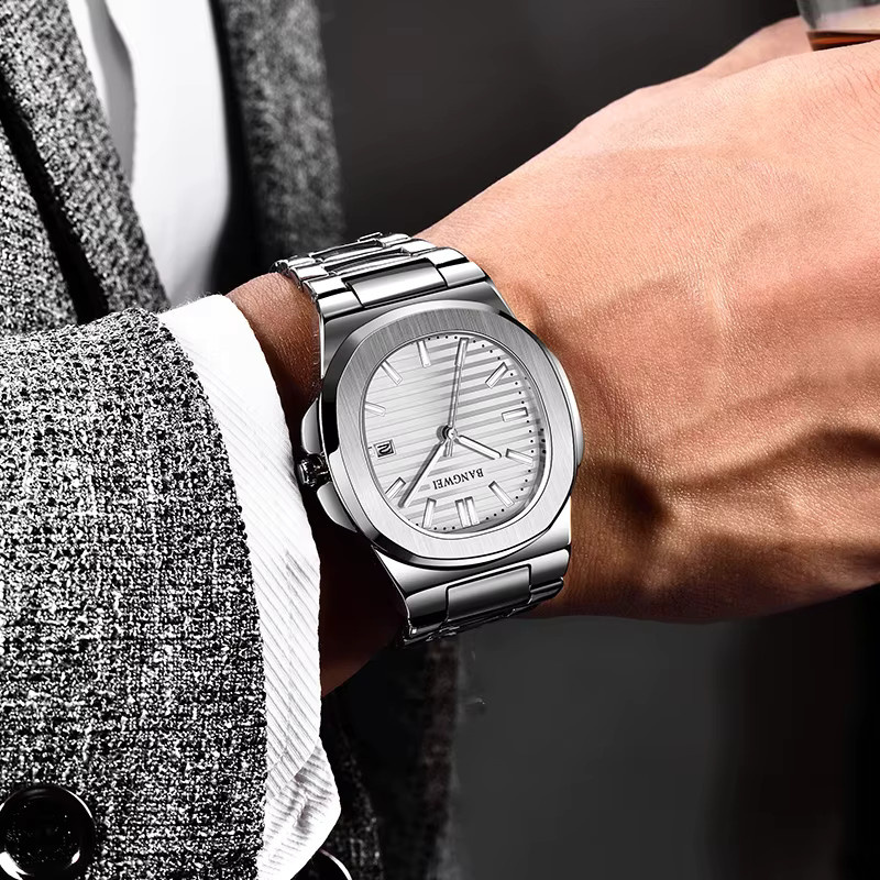 LIGE Armbanduhr, Quarz, Edelstahl, Silber, Herren, Datum, Leuchtzeiger - Bild 4