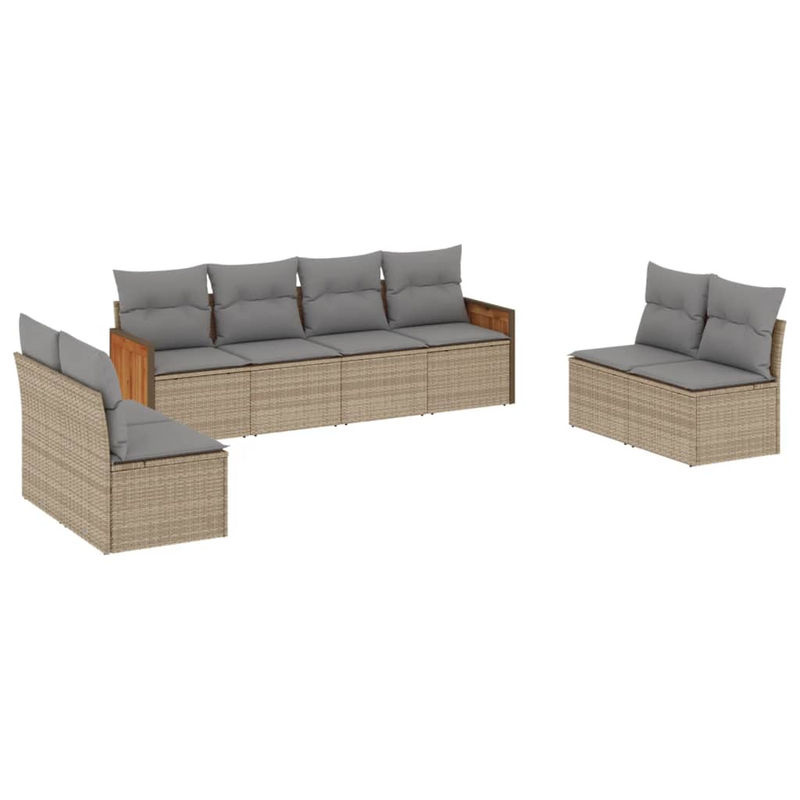 Vidaxl Gartenmöbel-Set aus Polyrattan mit 8-teiligem Kissen-Set in Beige und Grau im modernen Design - Bild 2