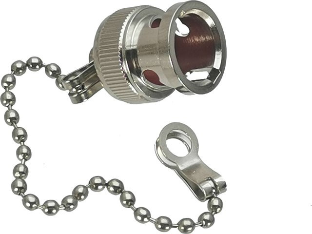 Staubkappe mit Kette für BNC-Buchse und HF-Stecker aus Zinklegierung in Silber - Bild 1