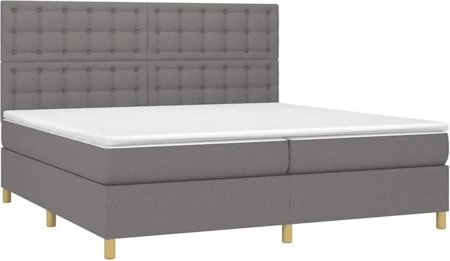 vidaXL Boxspringbett mit Matratze in Dunkelgrau, Hybridbett mit LED-Unterbettbeleuchtung und USB-Ladeanschluss, B/T: 200 x 200 cm - Bild 1