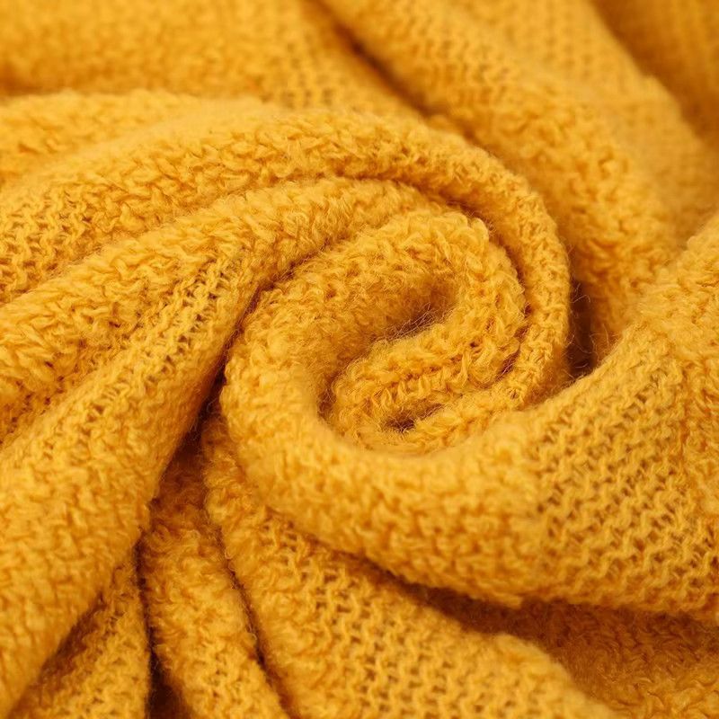 Inyahome Strickdecke mit Quasten in Karamell für Sofa und Bett - Bild 2
