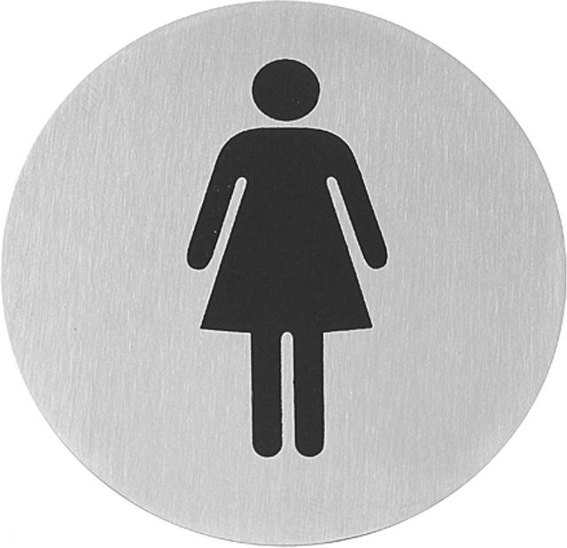 Selbstklebendes Informationsschild für Toilettentür DAMEN von Hendi in Silber, Edelstahl, Durchmesser: 7,5 cm - Bild 1
