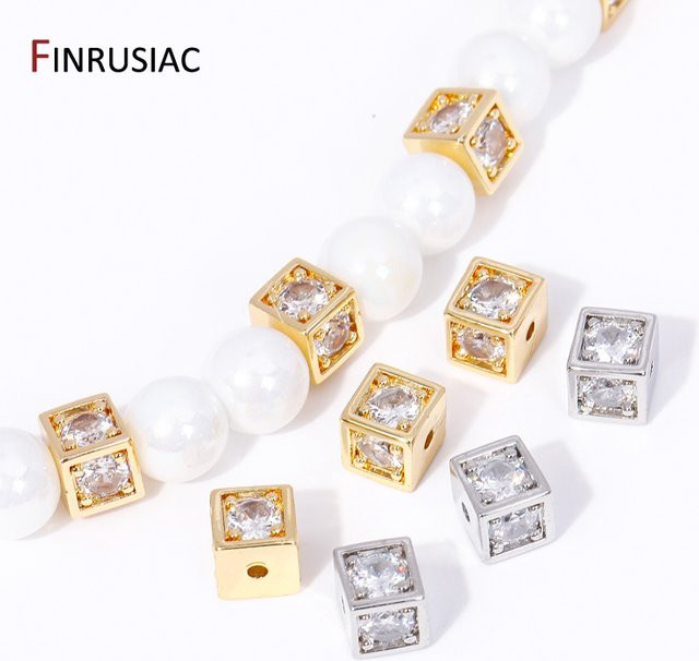 FINRUSIAC Spacer Perlen, 18 Karat vergoldetes Messing, Zirkon, Unisex - Bild 1